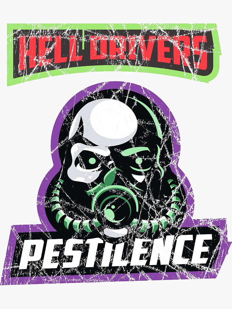 Thumbnail 3 of 3, Sticker, Hell Driver Pestilence designed and sold by Benjamin Wallace.