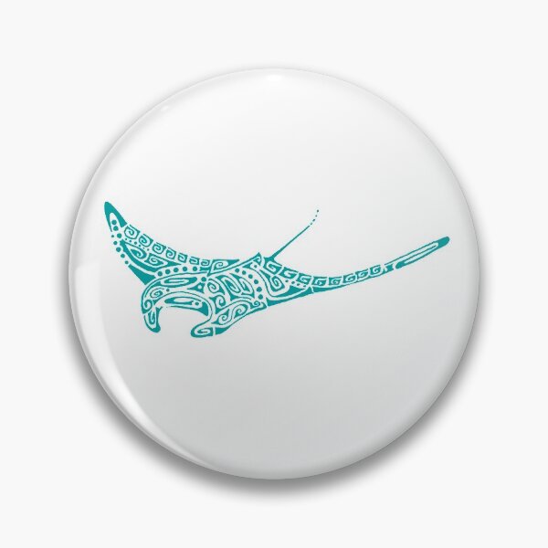 Item preview, Turquoise tattoo style manta ray designed and sold by Zamen.