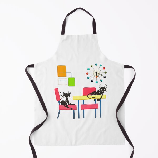 Item preview, Mid Century Retro Cats in Kitchen designed and sold by ColorFlowArt.