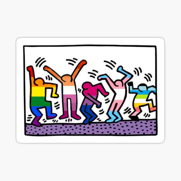 Keith Haring Pride Flags Transparent Sticker