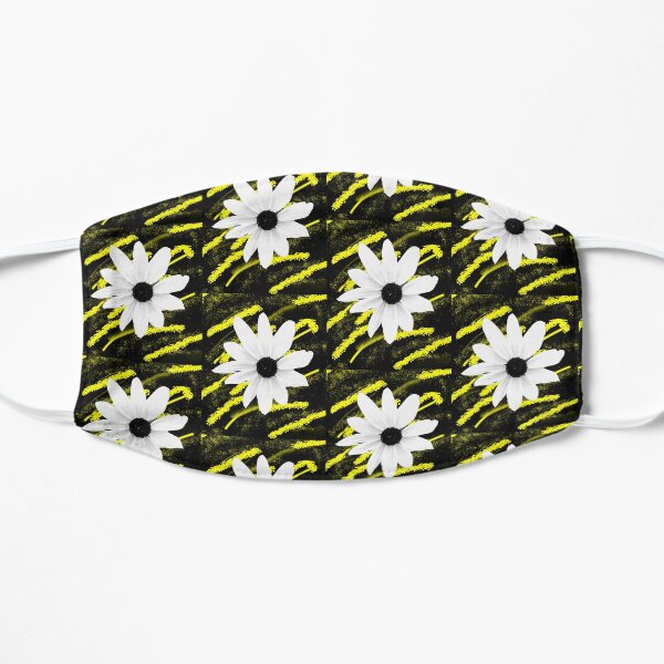 White Daisy Close-up Yellow and Black Floral Photo Design Flat Mask