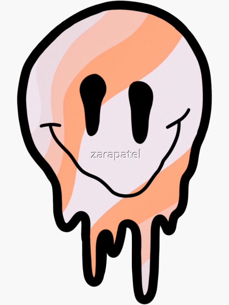 "orange swirl drippy smiley face " Sticker by zarapatel | Redbubble