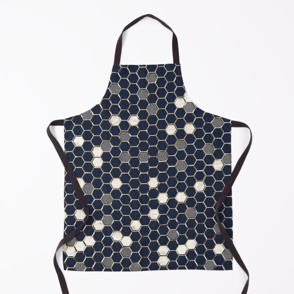 Item preview, dark blue white gold metallic hexagon designed and sold by interior4inspo.
