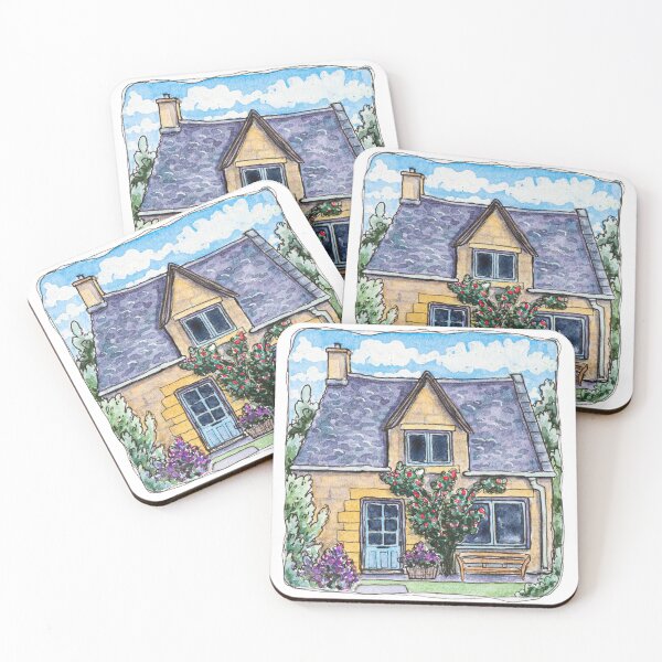 Tiny cottage Coasters (Set of 4)