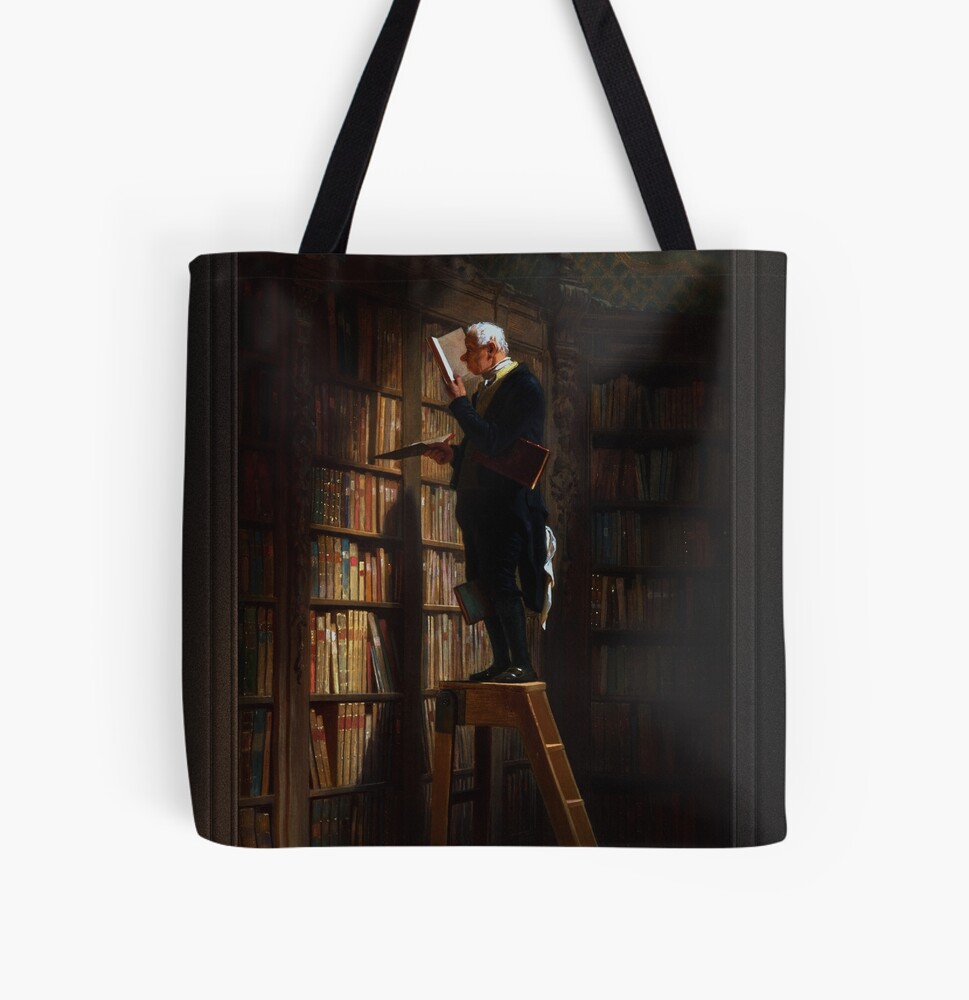 The Bookworm," painted in 1851 by the German painter Carl Spitzweg (1808 - 1885) Decorative Art Print Tote Bag