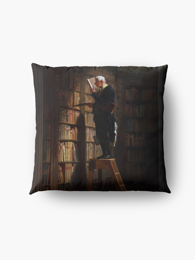 Alternate view of The Bookworm by Carl Spitzweg Old Masters Fine Art Reproduction Floor Pillow