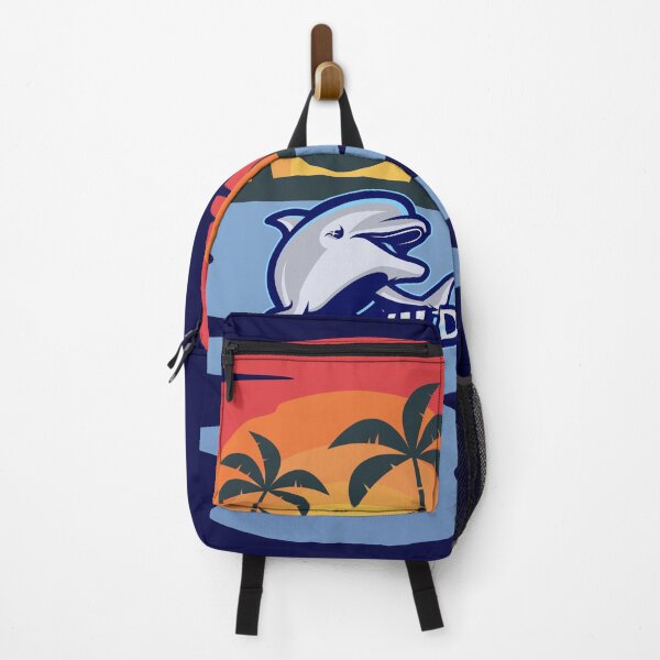 Item preview, Dolphin, beach with palm trees, retro designed and sold by Bodino.