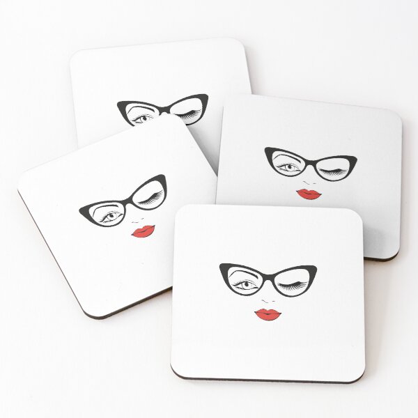 Item preview, Woman Face Winking Girl in Glasses Girl Face Sunglasses Eyelash Gift designed and sold by clothesy7.