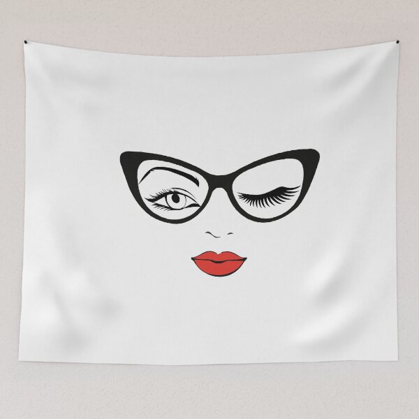 Item preview, Woman Face Winking Girl in Glasses Girl Face Sunglasses Eyelash Gift designed and sold by clothesy7.