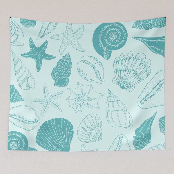 Item preview, Sea Breeze Blue Seashells and Starfish Pattern designed and sold by gimmesometees.