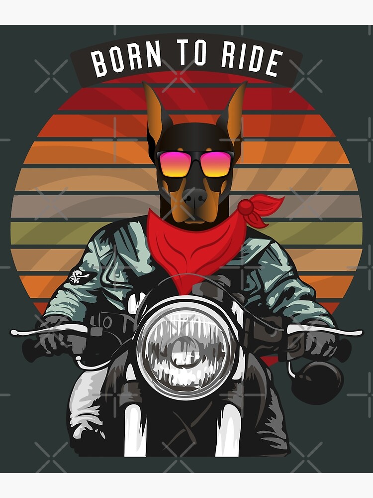 Discover Doberman Bike Rider Born To Ride Premium Matte Vertical Poster