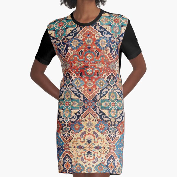 Nigde Persian Carpet Print Graphic T-Shirt Dress