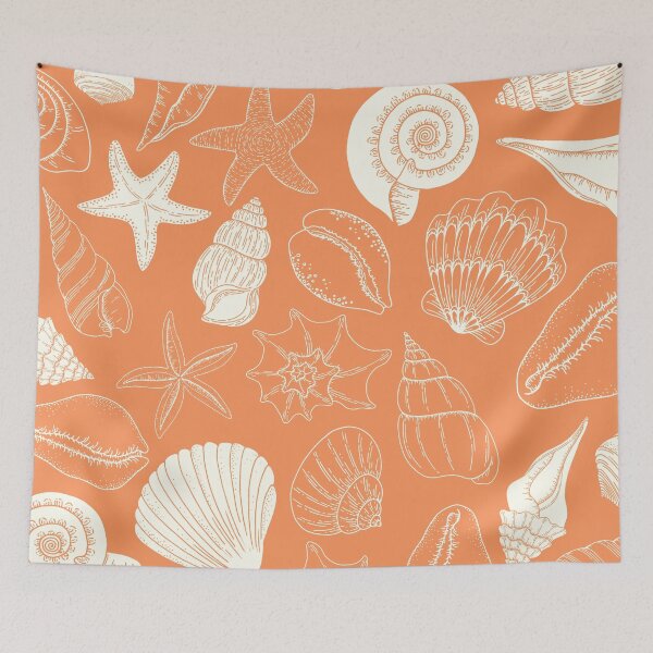 Item preview, Orange Creamiscle Seashells and Starfish Pattern designed and sold by gimmesometees.