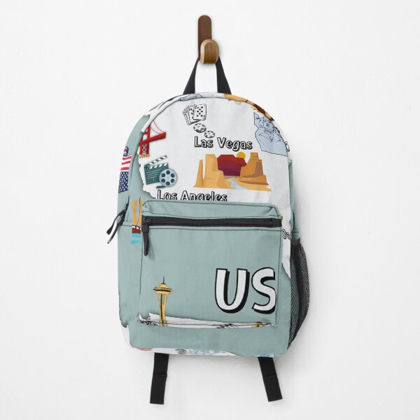 Item preview, United states map, major cities names USA map national symbols and landmarks designed and sold by mashmosh.