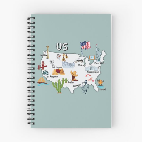 Item preview, United states map, major cities names USA map  national symbols and landmarks  designed and sold by mashmosh.
