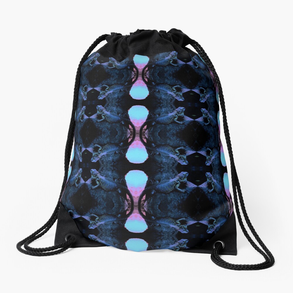 Psychedelic Bearded Dragon Pattern Drawstring Bag