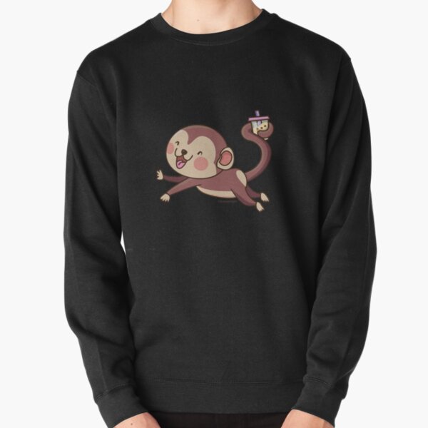 Cute Boba Monkey Pullover Sweatshirt