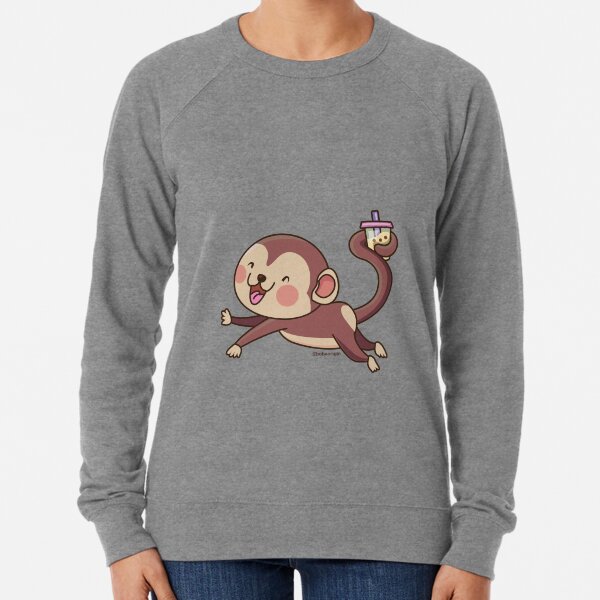 Cute Boba Monkey Lightweight Sweatshirt
