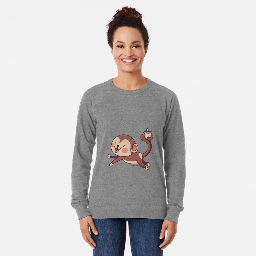 Cute Boba Monkey Lightweight Sweatshirt