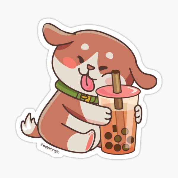 Cute Dog Boba Artwork Sticker