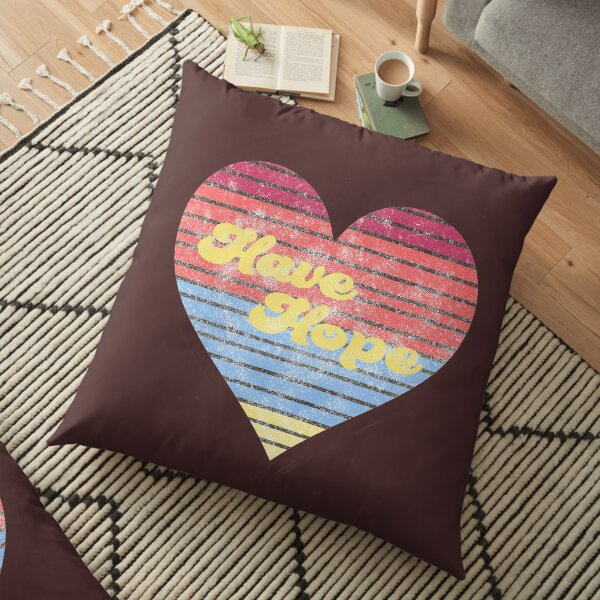 Have Hope Heart - Cute Distressed Grunge Retro 70s Style Floor Pillow