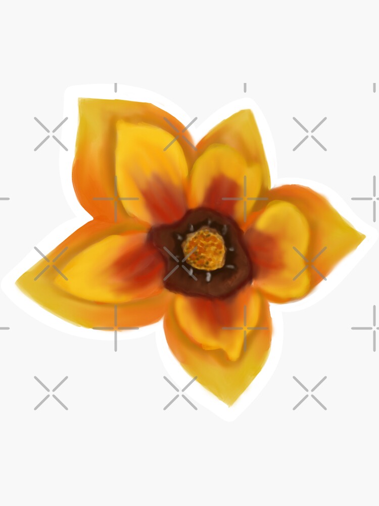 "Acrylic Yellow and orange daisy painting " Sticker for Sale by