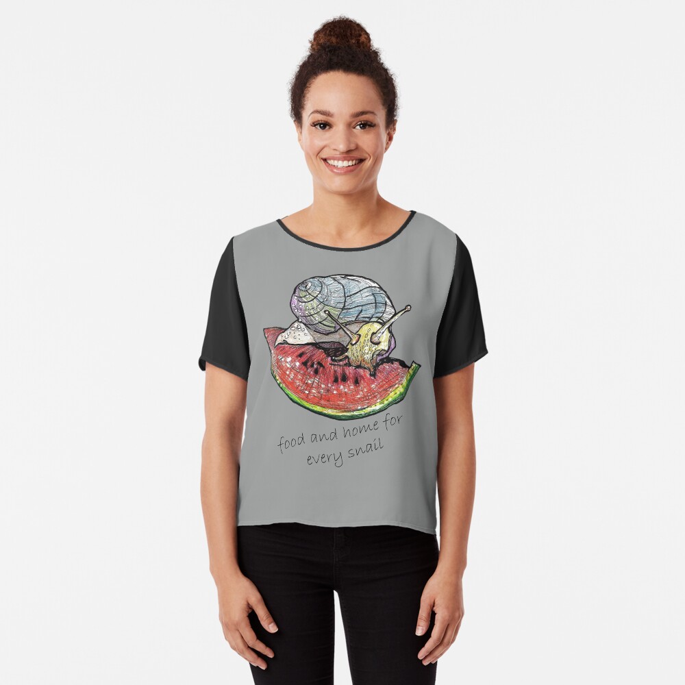 Snail eating watermelon Chiffon Top
