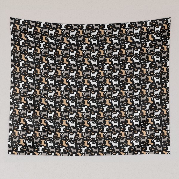 Item preview, Cairn Terrier Pattern in Black Paw Prints and Bone Print Carin Terriers designed and sold by Art by Jess.