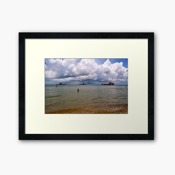 Ferries, Clouds and Storm A-Brewing Framed Art Print