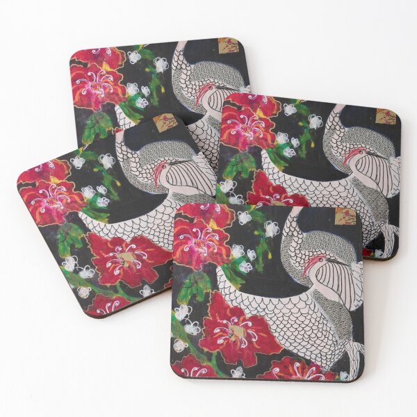Item preview, Mixed Media Herons and Hibiscus - Japanese Inspired designed and sold by Meghana Gauthier.