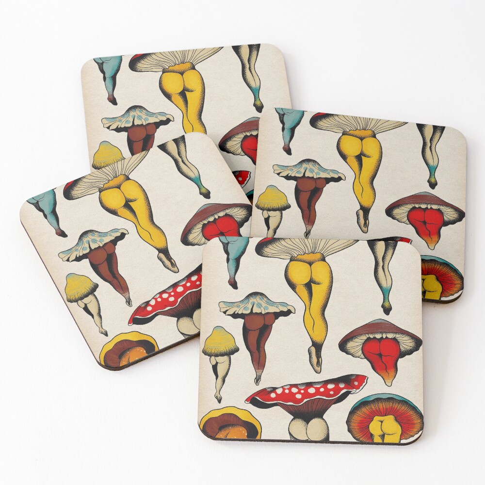Sexy mushrooms tattoo flash Coasters (Set of 4)