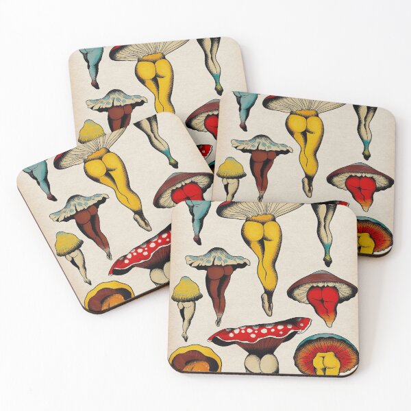 Sexy mushrooms tattoo flash Coasters (Set of 4)