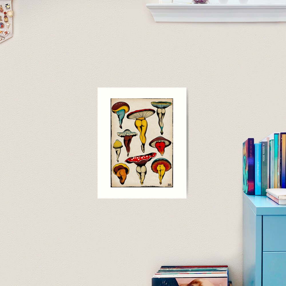 Sexy mushrooms tattoo flash Art Print