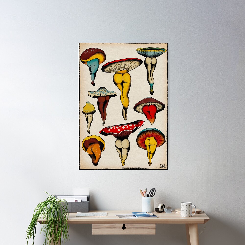 Sexy mushrooms tattoo flash Poster