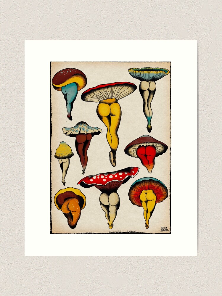 Alternate view of Sexy mushrooms tattoo flash Art Print