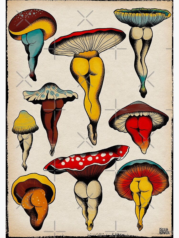 Sexy mushrooms tattoo flash by ceciliagranata