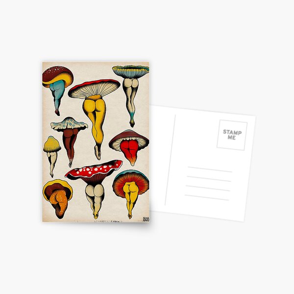 Sexy Pilze Tattoo Flash Postkarte