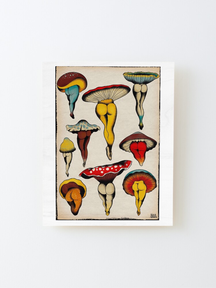 Alternate view of Sexy mushrooms tattoo flash Mounted Print