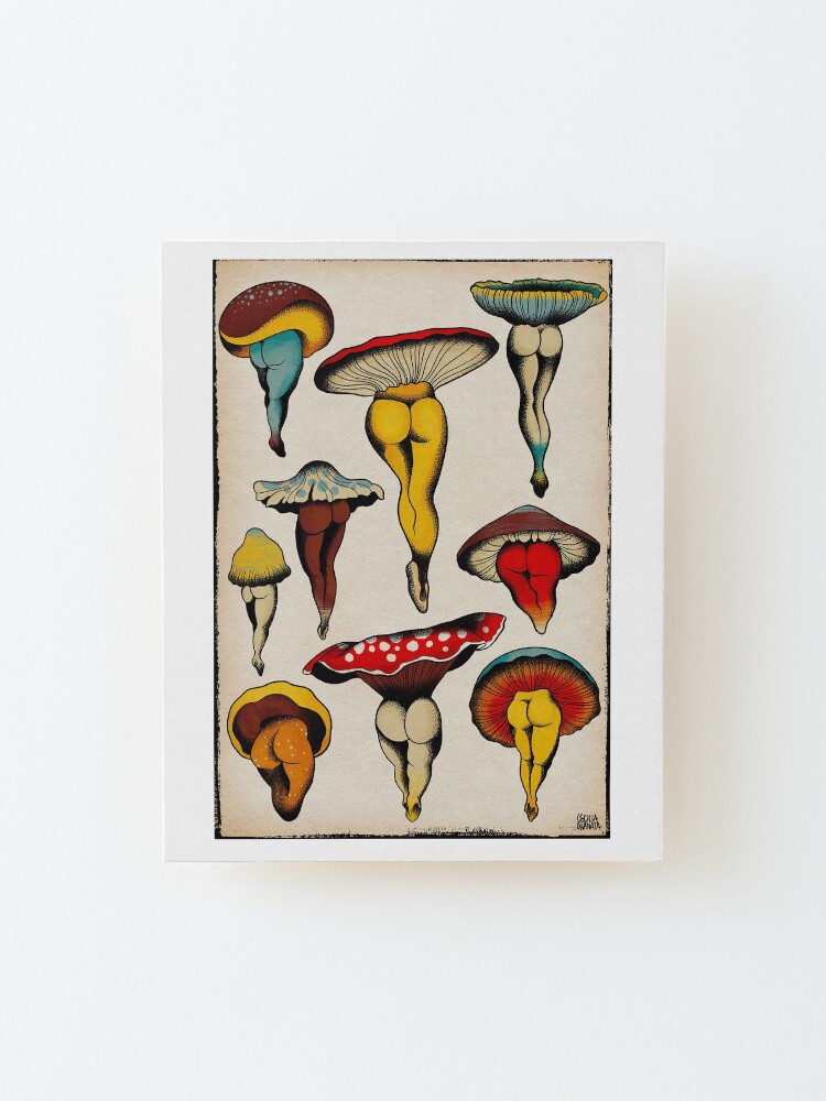 Alternate view of Sexy mushrooms tattoo flash Mounted Print