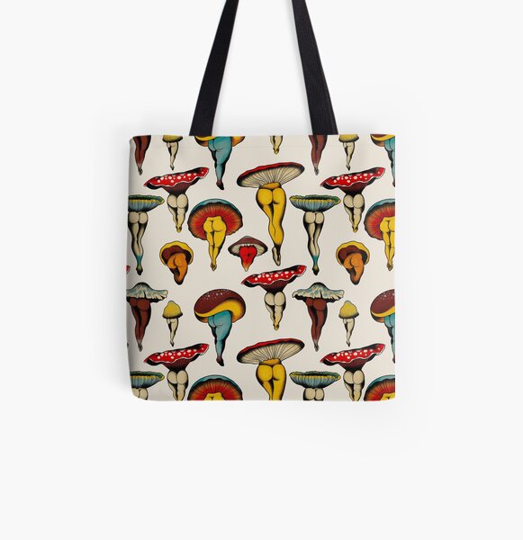 Sexy mushrooms tattoo flash All Over Print Tote Bag