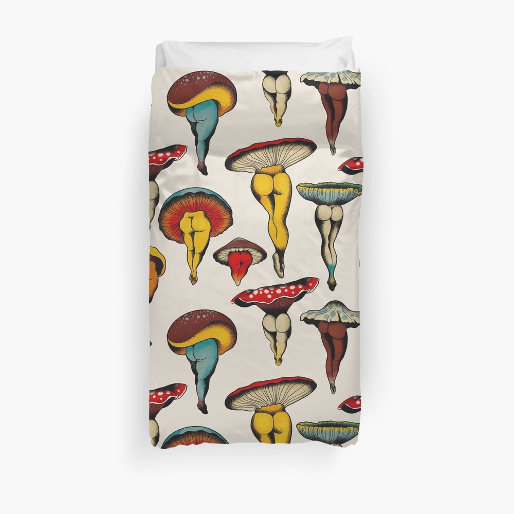 Sexy mushrooms tattoo flash Duvet Cover