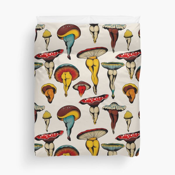 Sexy mushrooms tattoo flash Duvet Cover