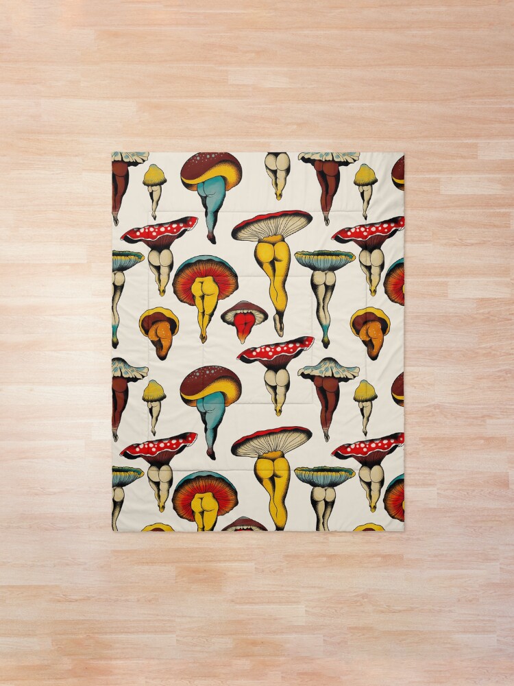 Alternate view of Sexy mushrooms tattoo flash Comforter