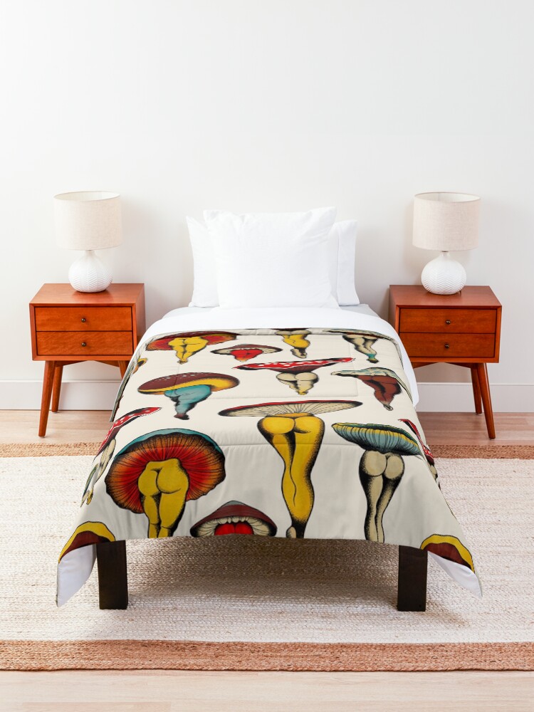 Alternate view of Sexy mushrooms tattoo flash Comforter