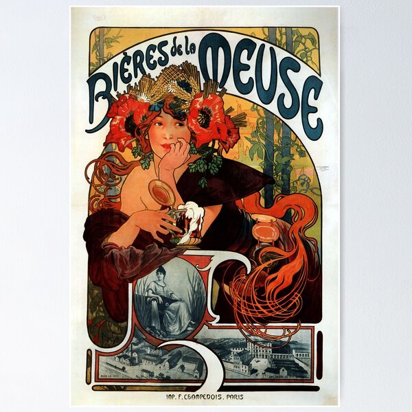 Aperçu de l'œuvre Bière de la Meuse - Alphonse Mucha - 1897 créée et vendue par CJET.