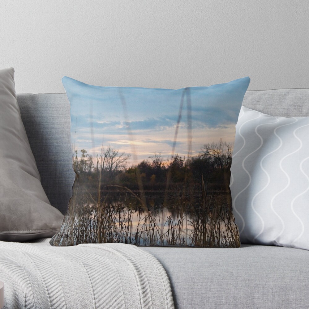 Pond Sunset Throw Pillow