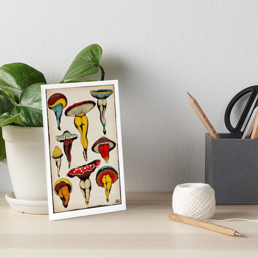 Sexy mushrooms tattoo flash Art Board Print