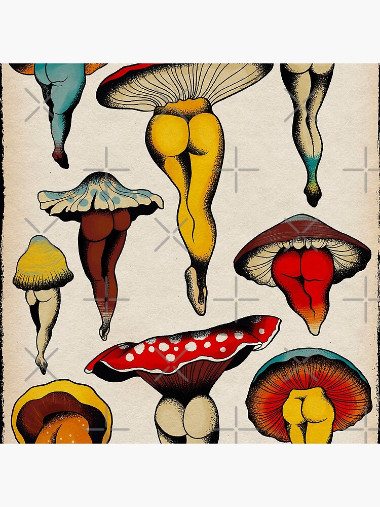 Sexy mushrooms tattoo flash by ceciliagranata