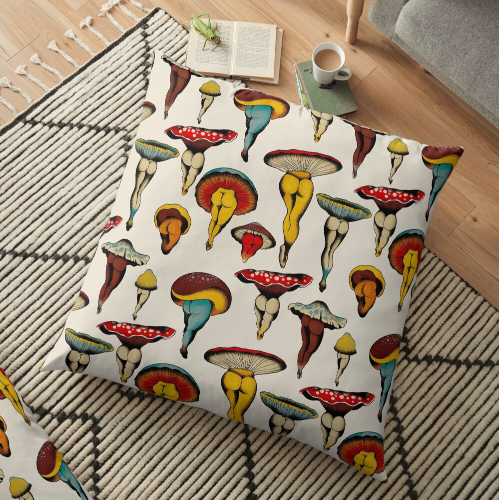 Sexy mushrooms tattoo flash Floor Pillow
