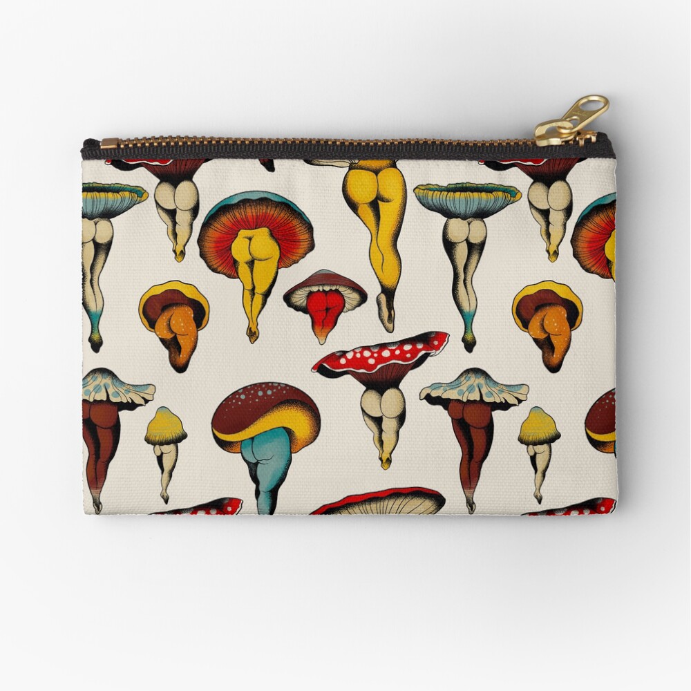 Sexy mushrooms tattoo flash Zipper Pouch